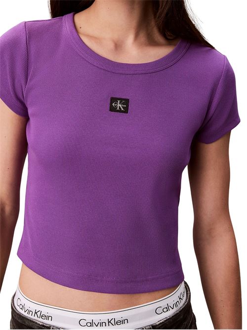 T-shirt in cotone viola Calvin Klein Jeans | LV047C200GWFX